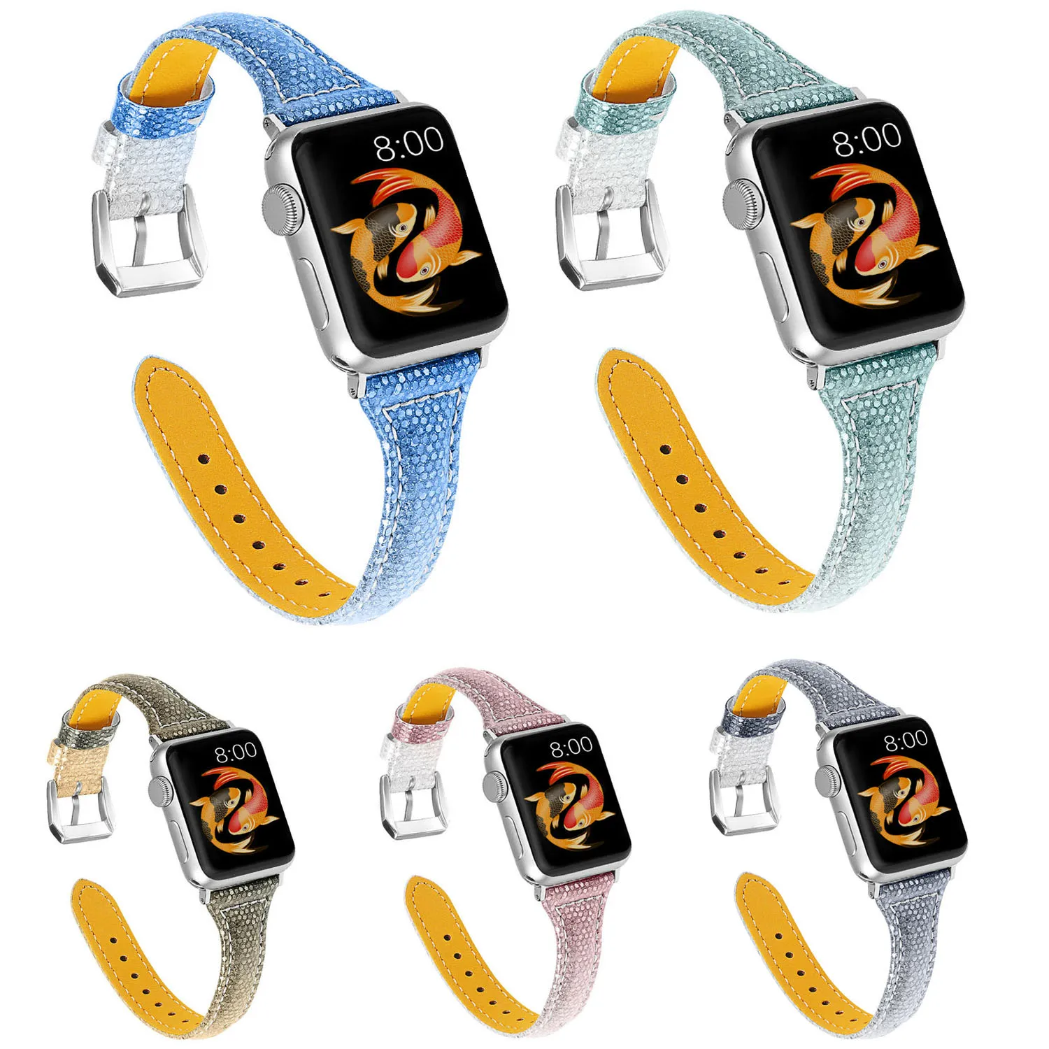 

Watchband For Apple Watch 38mm 40mm 42mm 44mm Band Gradient Color Leather Strap For iWatch Series 1 2 3 4 5 Wristband