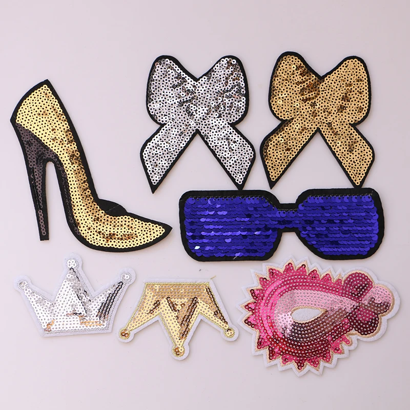 

Cartoon Decorative Patch High heels,Crown,Bow,Gem icon Embroidered Applique Patches For DIY Iron on Badges on clothes Stickers