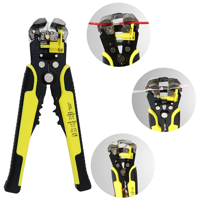 Alicate multifuncional para descascar fios, 0.2-0.6mm, ferramenta para crimpar cabos