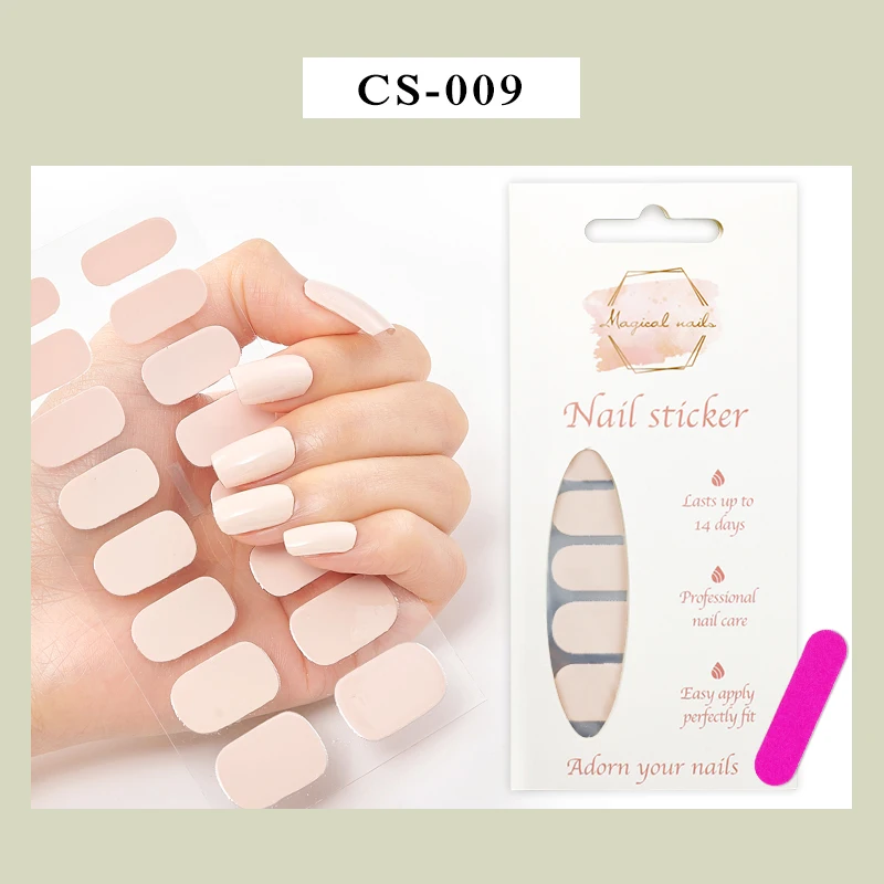 

Drop Ship New Year Nail Art Decor Stickers for Nails Pure Color Nail Sticker with Nail Package and File for Christmas Gifts