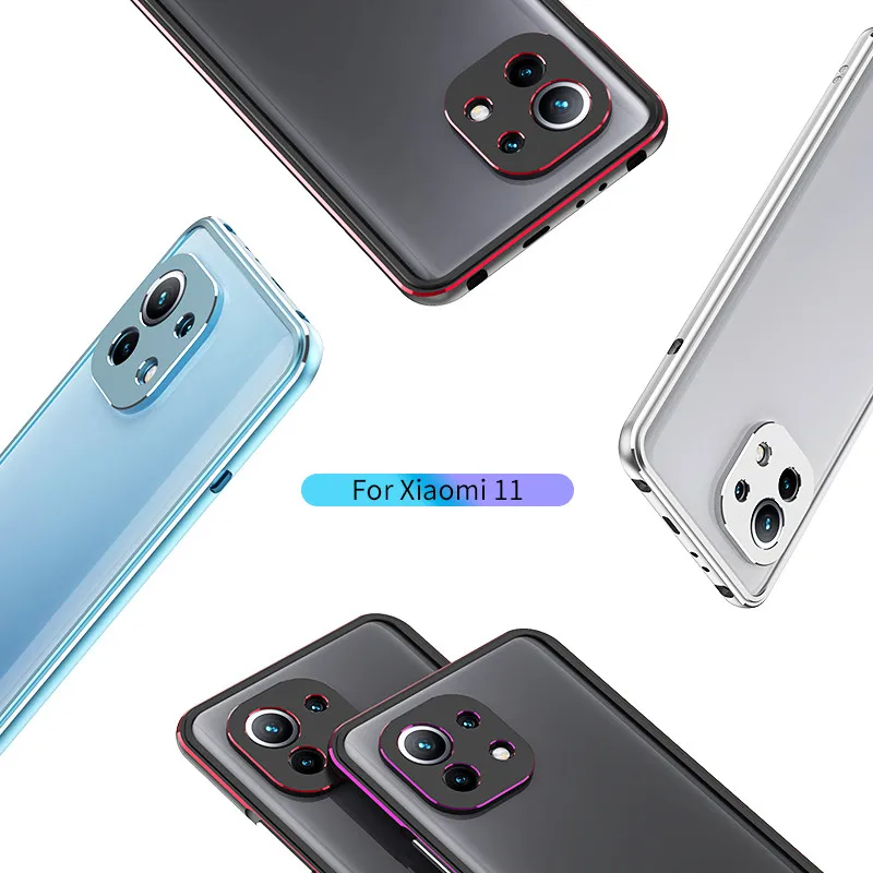 For Xiaomi Mi 11/11 Pro/ 11 Ultra Aluminum metal bumper Frame Slim Cover phone case+ carmera Protector Simply