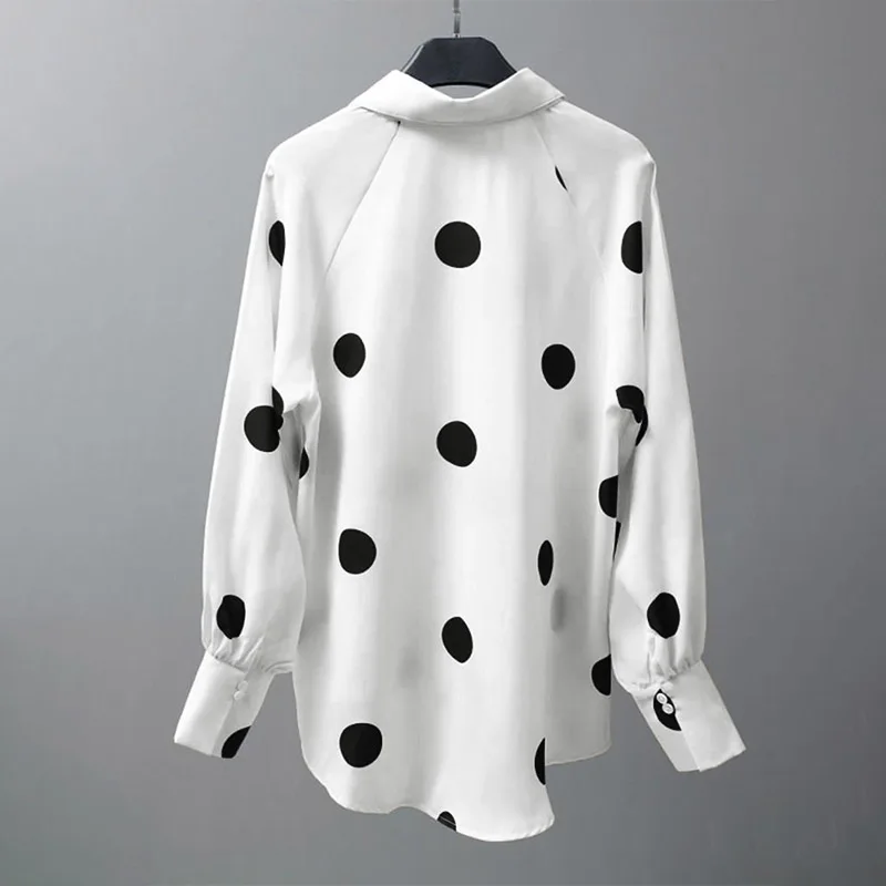 Women Autumn Long Sleeve Polka Dot Printed Blouse ZANZEA Elegant Lapel Neck Buttons Blusas Casual Tops Fashion OL Work Shirt