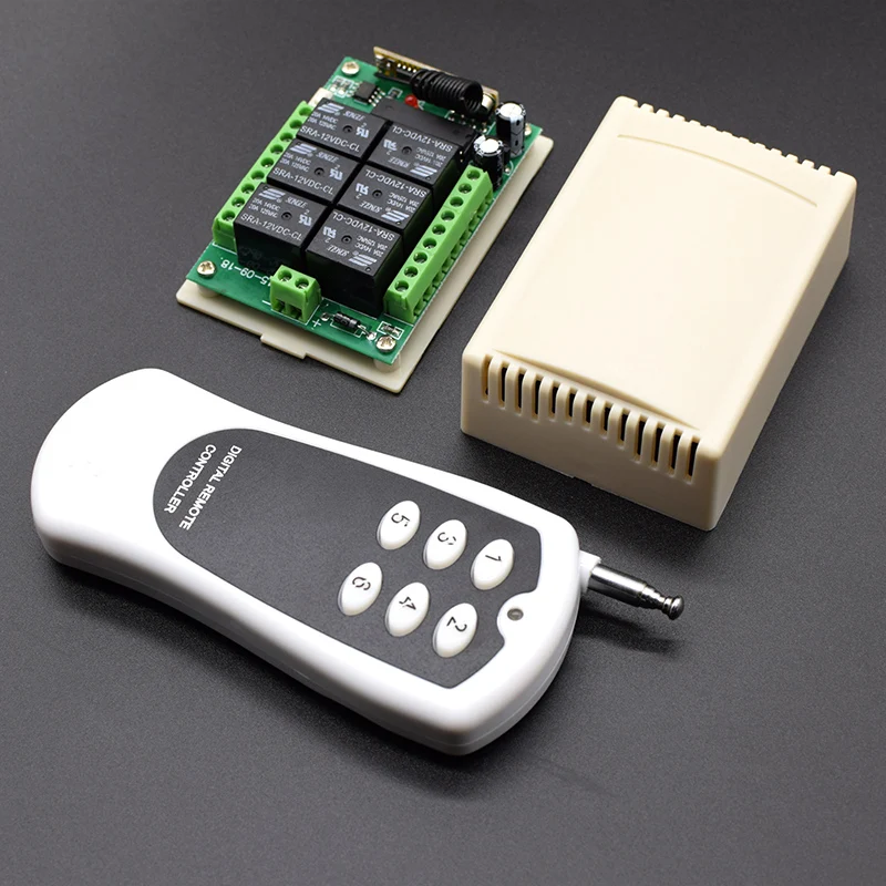 6CH Buttons 433MHz Wireless RF Remote Control Transmitter And 16 Channels Receiver Switch Module DC 12V 24V Relay
