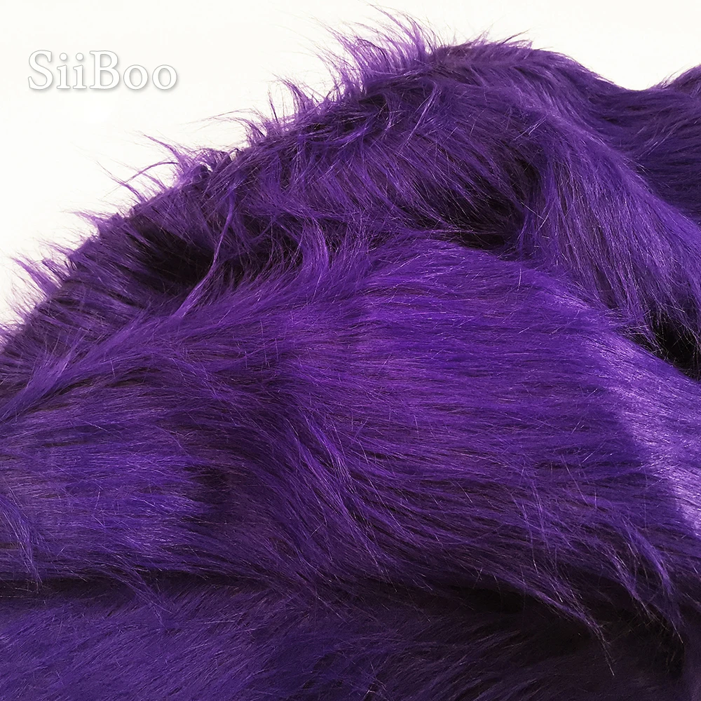 Luxury purple 9cm plush faux fur fabric for winter coat vest stage cosplay decor long fur fabric tissue DIY 150*50cm 1pc SP5419