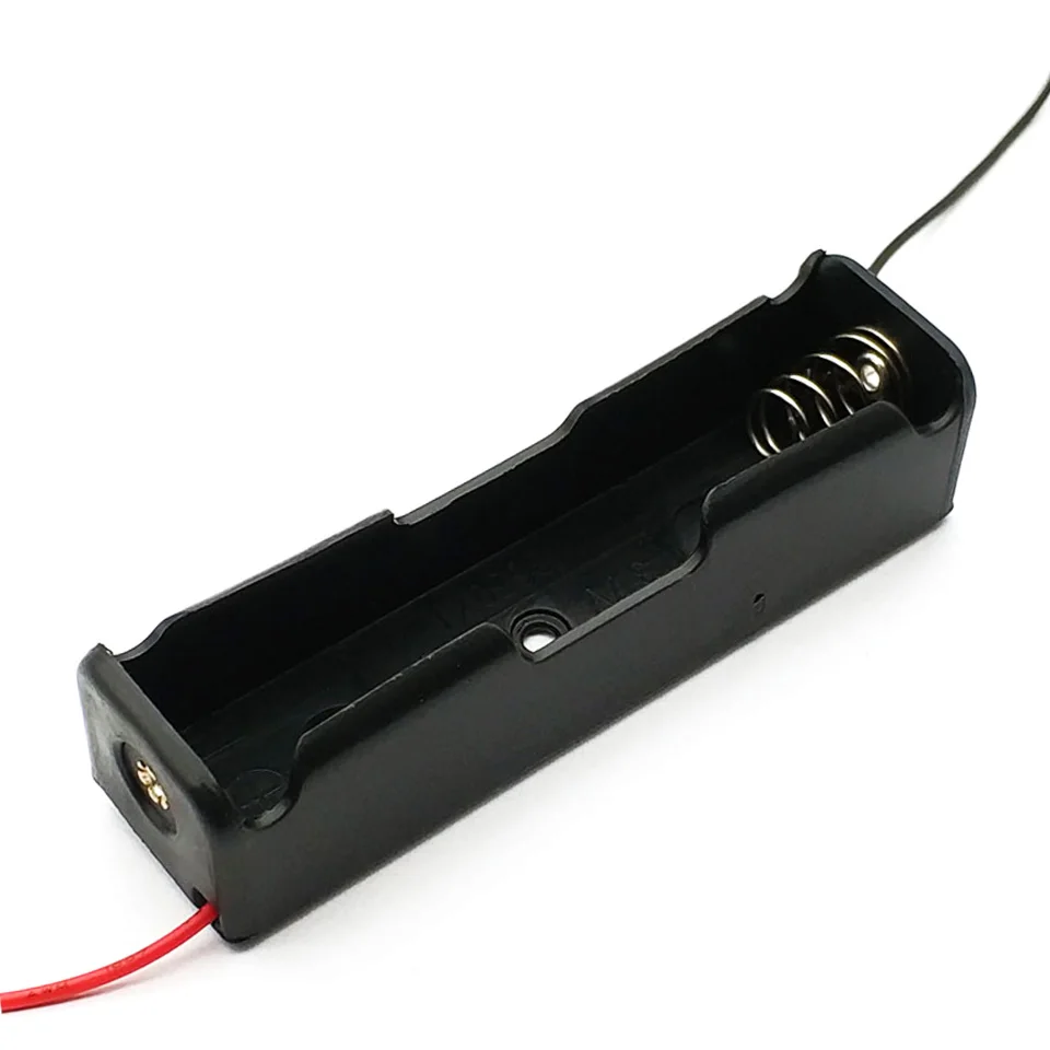 New Plastic 18650 Battery Case Holder Storage Box with Wire Leads for 18650 Batteries 3.7V Black