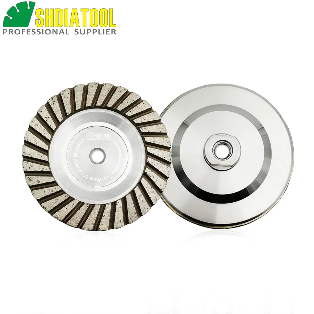 

SHDIATOOL 2pcs Dia 125mm/5inch M14 Thread Aluminum Based Diamond Grinding Cup Wheel Grit#30 Grinding Wheel For Granite Concrete