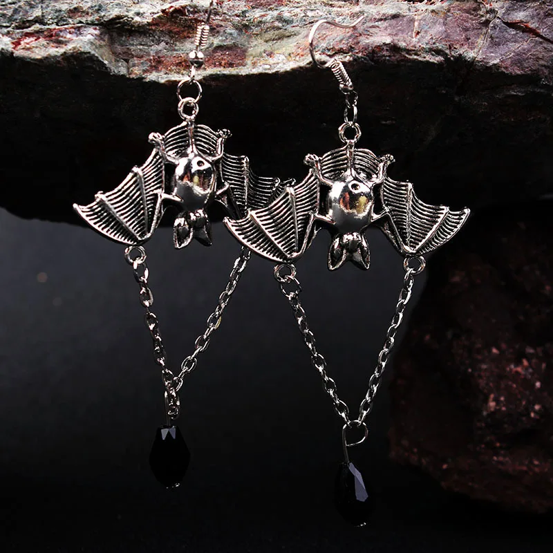 Christmas Halloween Gift Punk Steamed Pentagram Bat Dangle Earrings Fashion Jewelry Accessories Earrings for Women Mujer 2023