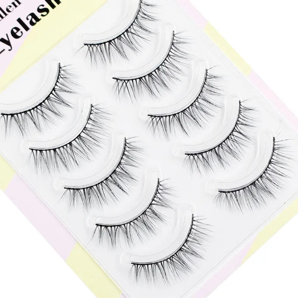 5 Pairs 3D False Eyelashes Messy Cross Thick Natural Fake Eye Lashes Professional Makeup Tips Bigeye Long False Eye Lashes