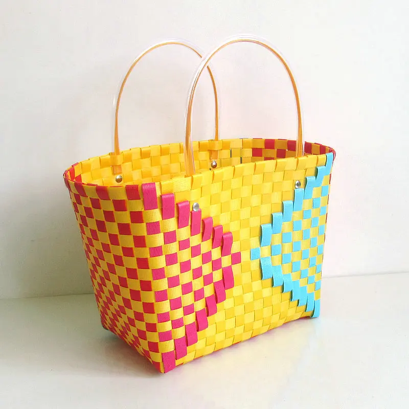 Handmade Woven Colorful Picinic Short Holiday Shopping Vegeatables Bags Fashion Environmental Eco Bags Recyable