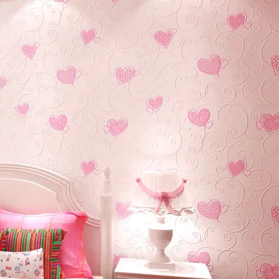 Romantic Love Wallpaper Pink Cute Girl Bedroom Living Room Home Decoration Background