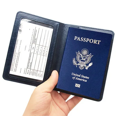 USA America Passport Cover Holder Business PU Leather Vaccination Card Protective Storage Wallet Purse Case Travel Accessories