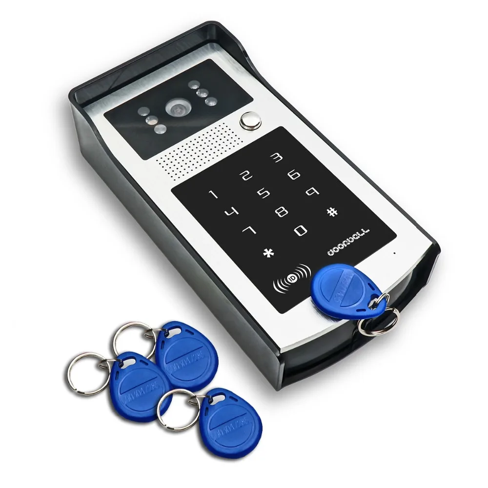 7" LCD Video Doorbell Kits Door Phone Intercom System Aluminum Alloy Panel Camera Password ID IR Night Vision Call and Intercom