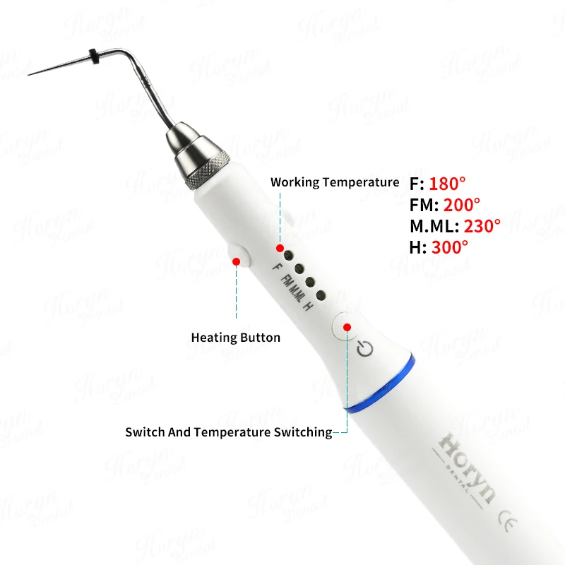 Dental Gutta Percha endodontyczne systemy obturacji Endo podgrzewany długopis bezprzewodowy z 4 końcówkami i 2 bateriami dla dentysty