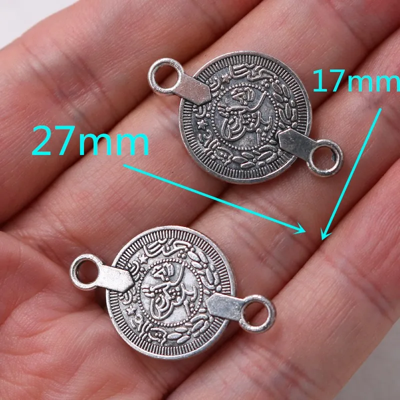 10pcs Silver Plated Coin Pendants Retro Earrings Bracelet Jewelry Accessories DIY Charms For Metal Handicraft Making A2318