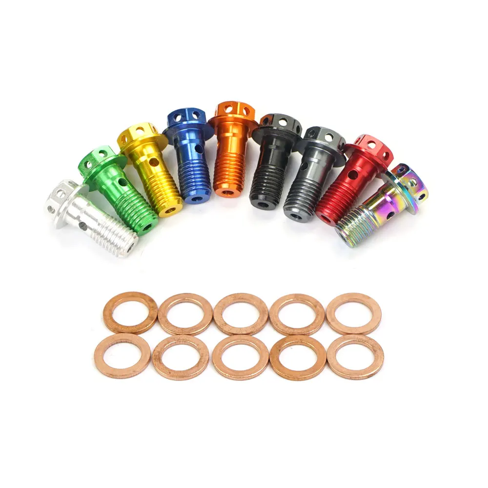2 sztuk śruby rury M10 * 1.25mm Banjo sprzęgło hydrauliczne zacisk hamulcowy wąż wąż paliwowy oleju Cooler olej motocyklowy dysza zacisk śruby
