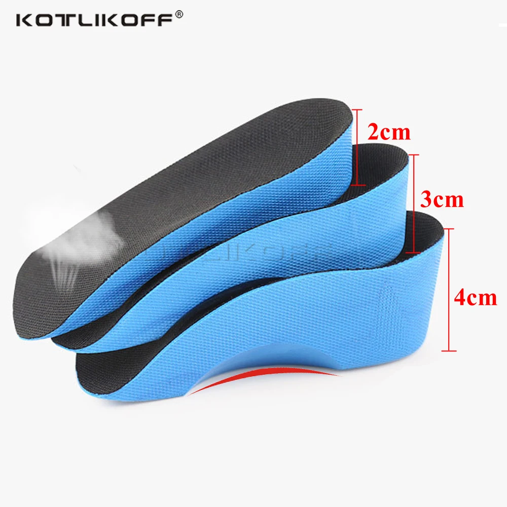 KOTLIKOFF Height Increase Insole 2/3/4cm Height Lift Shoe Heel Cushion Insert Taller Heel Pad Elevator insoles Foot Pads Unisex