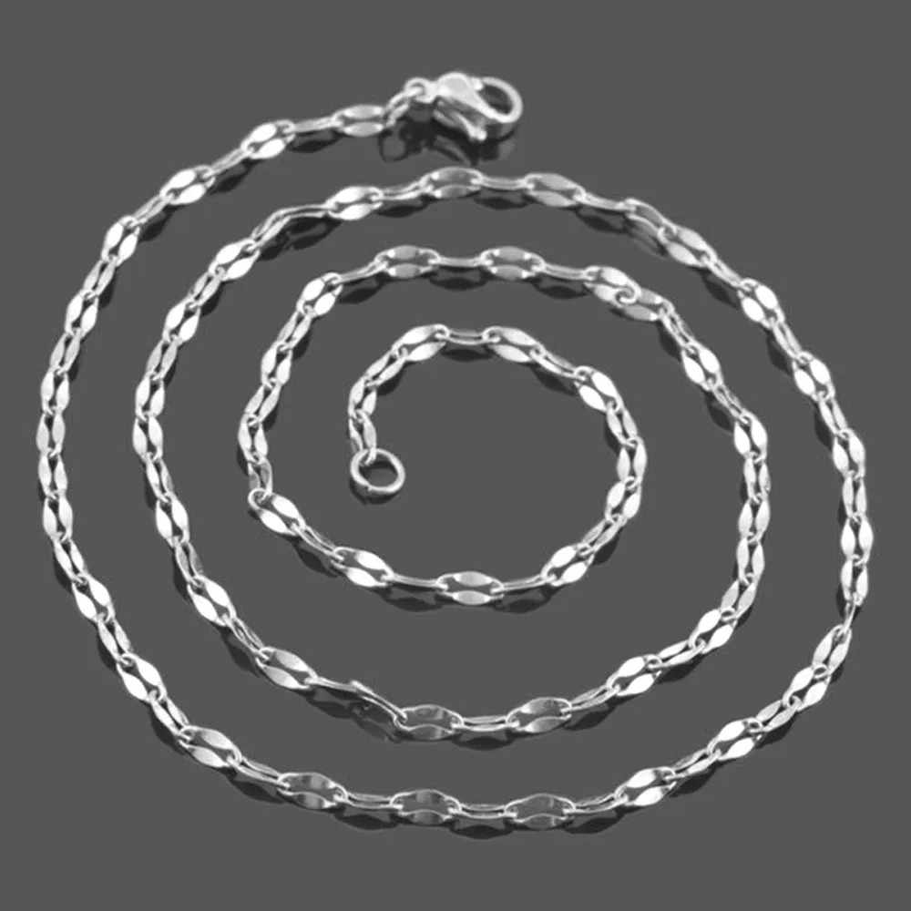 10Pcs/Lot 316L Stainless Steel 2/2.5mm Lip Shape Water-Wave Chain Fit DIY Pendant Necklace Jewelry Making Findings Wholesale