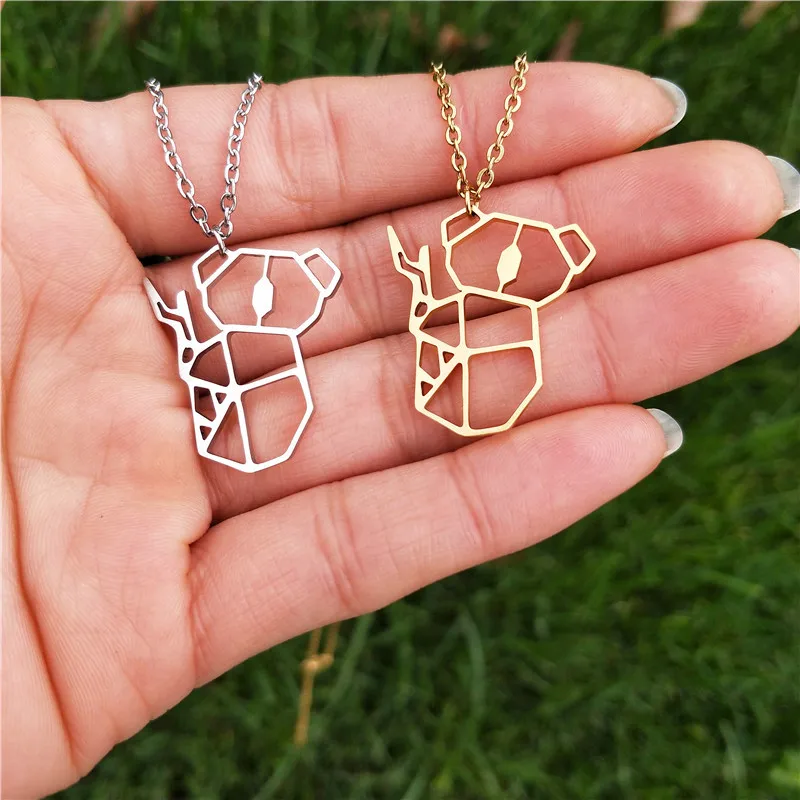 Australia Animal Jewelry Origami Koala Pendant Necklace Bear Choker Gift for Mom Necklaces BFF Cadena Hombre