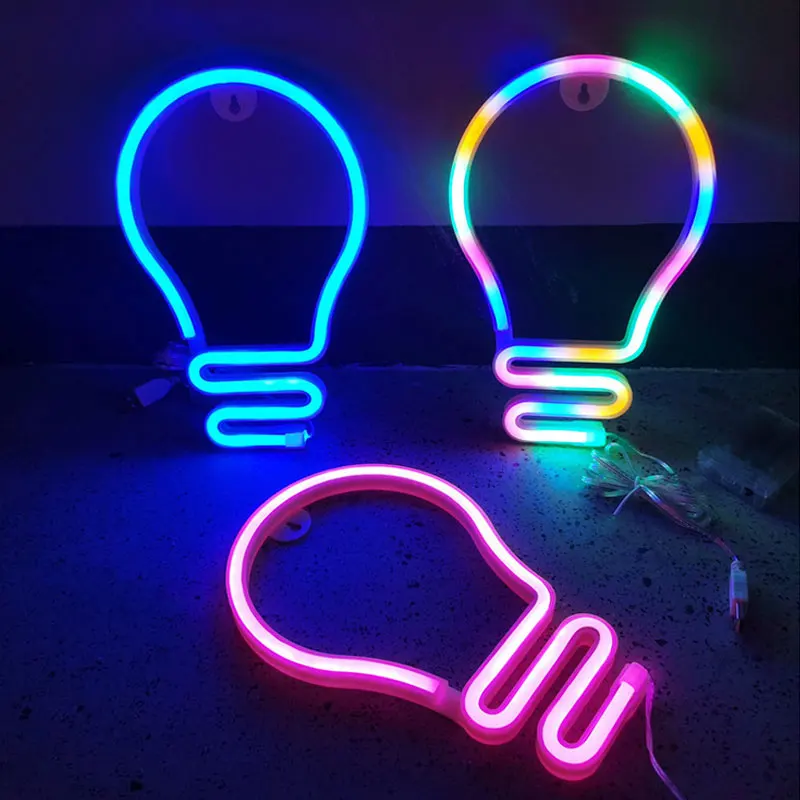 E27 Shape LED Bulb Neon Light Sign Home Wedding Party Decoration Lampada Hanging Christmas Birthday Decor Night Lamp Xmas Gift