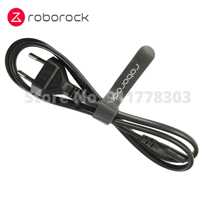 Original Power Cord with EU Plug for Roborock S55 S65 S55 MAX XIAOWA E35 E45 S45 Robot Vacuum Cleaner Parts Charging Black