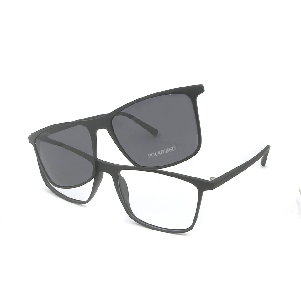 

TR90 Polarized Square Eyeglasses Frame Magnet Clip-On Mirrored Sunglasses Men Eye Glasses With Magnetic Clip On Sunglasses