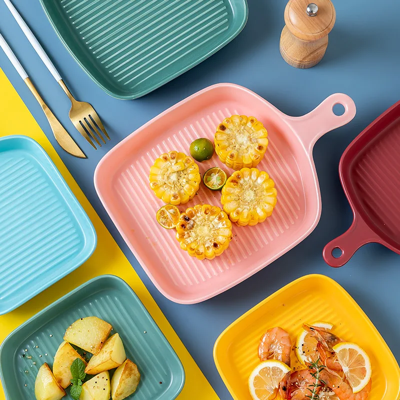 

Modern housewives Nordic style ceramic baking creative tableware ceramic household microwave oven dinner plates