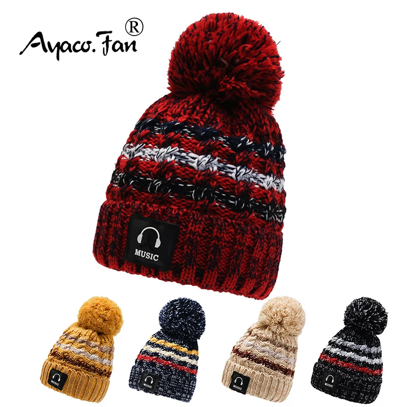 Winter Hats for Woman Thicker Beanies Knitted Cap Girls Autumn Beanie Chenille Ball Hats Fleece-lined Warmer Bonnet Casual Cap