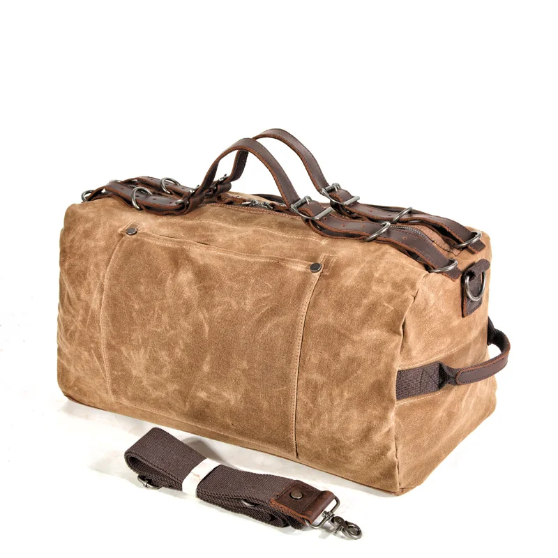 Gym Bag Men Duffel  Retro  Waxed Canvas Travel Bags Hand Luggage Bag Designer Weekend Bag Waterproof