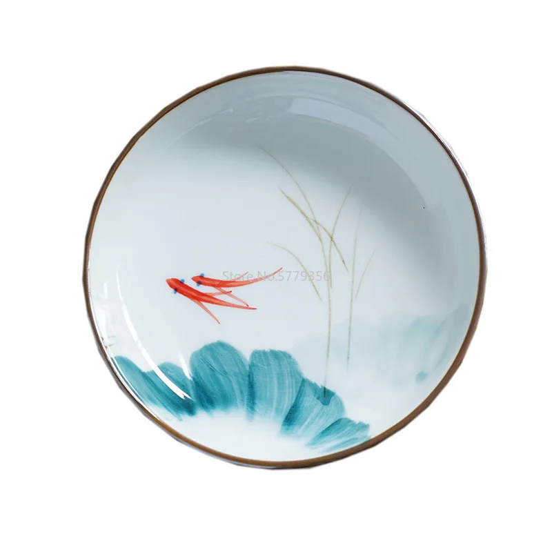 Beautiful and Simple Japanese Style High Temperature Underglaze Ceramic Tableware 5.5 Inch Round Dish Household Small Dish