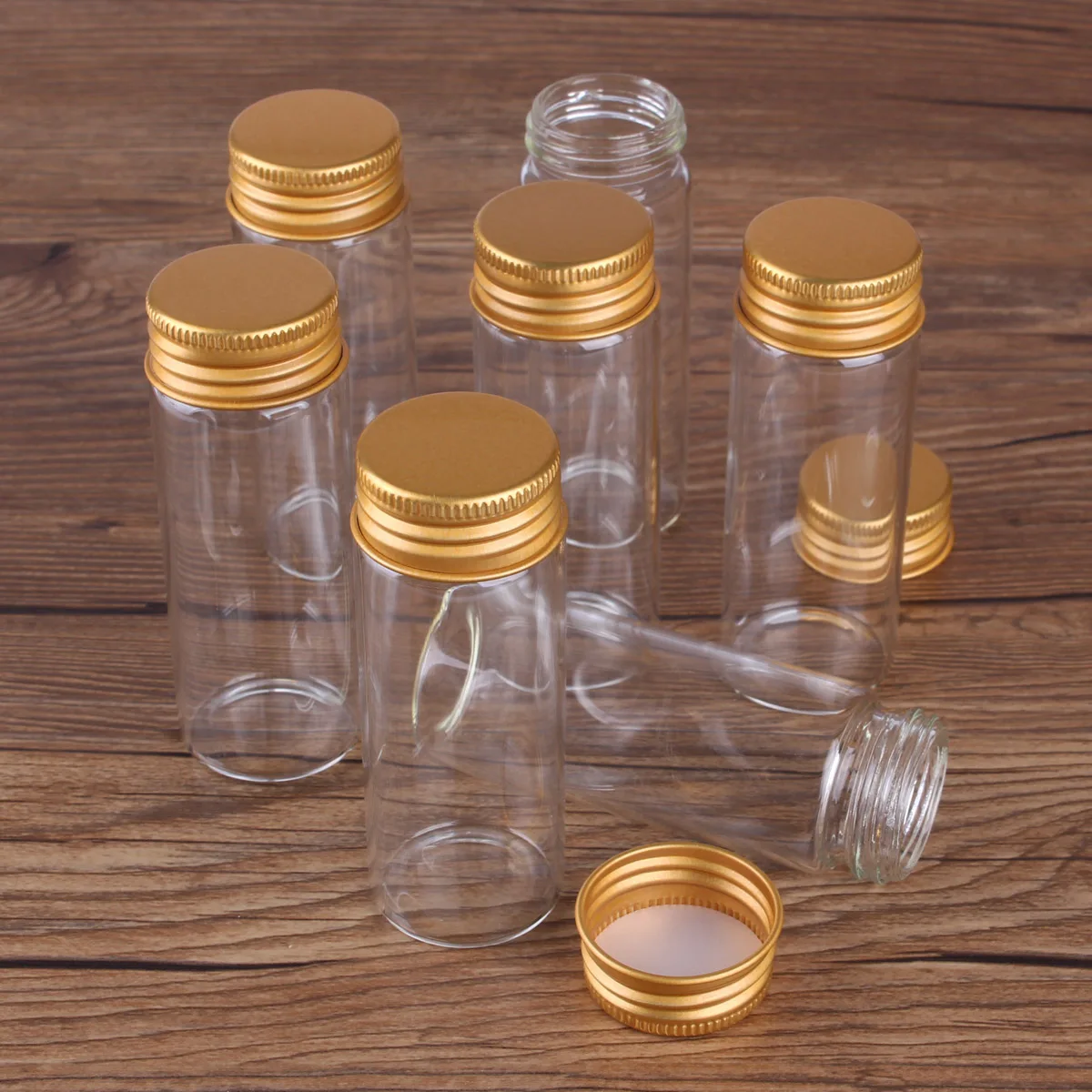 5pcs 40ml 30*80mm Glass bottle with Golden Aluminum Caps Potion bottles Glass Jars Glass vessels Spice Jars DIY Craft