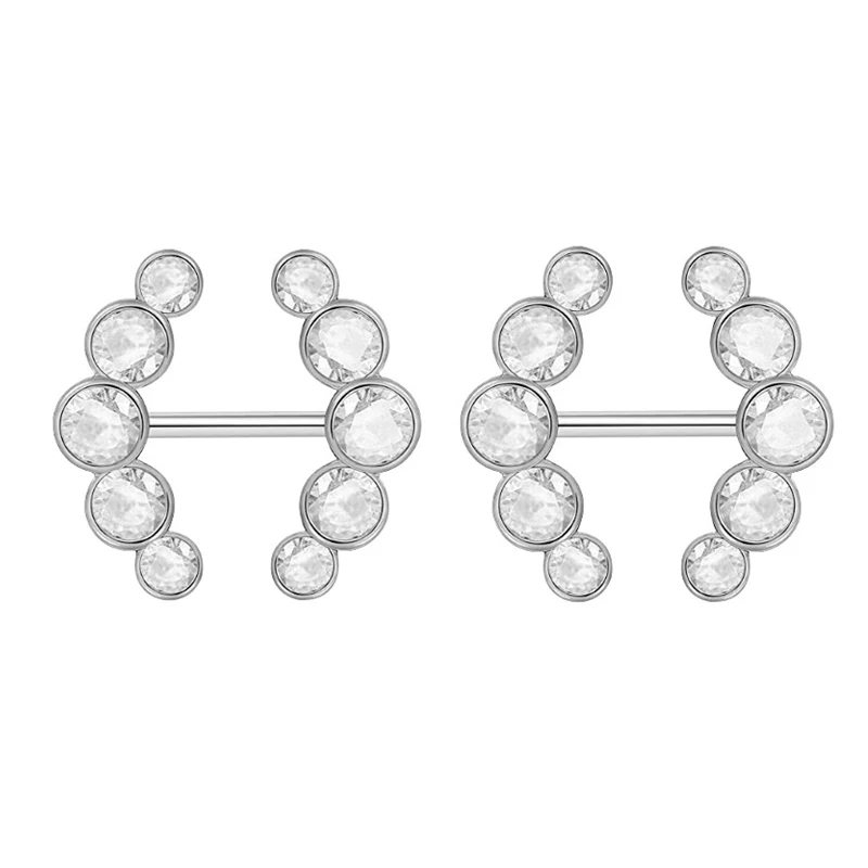 2pcs Red Crystals CZs Nipple Piercing Heart Barbell