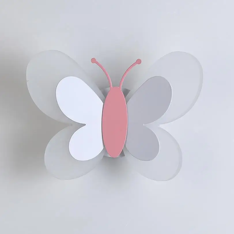 Pink Butterfly Wall lamps girl room lamp creative cartoon children bedroom bedside wall sconce Aisle ceiling lamp Luminaires