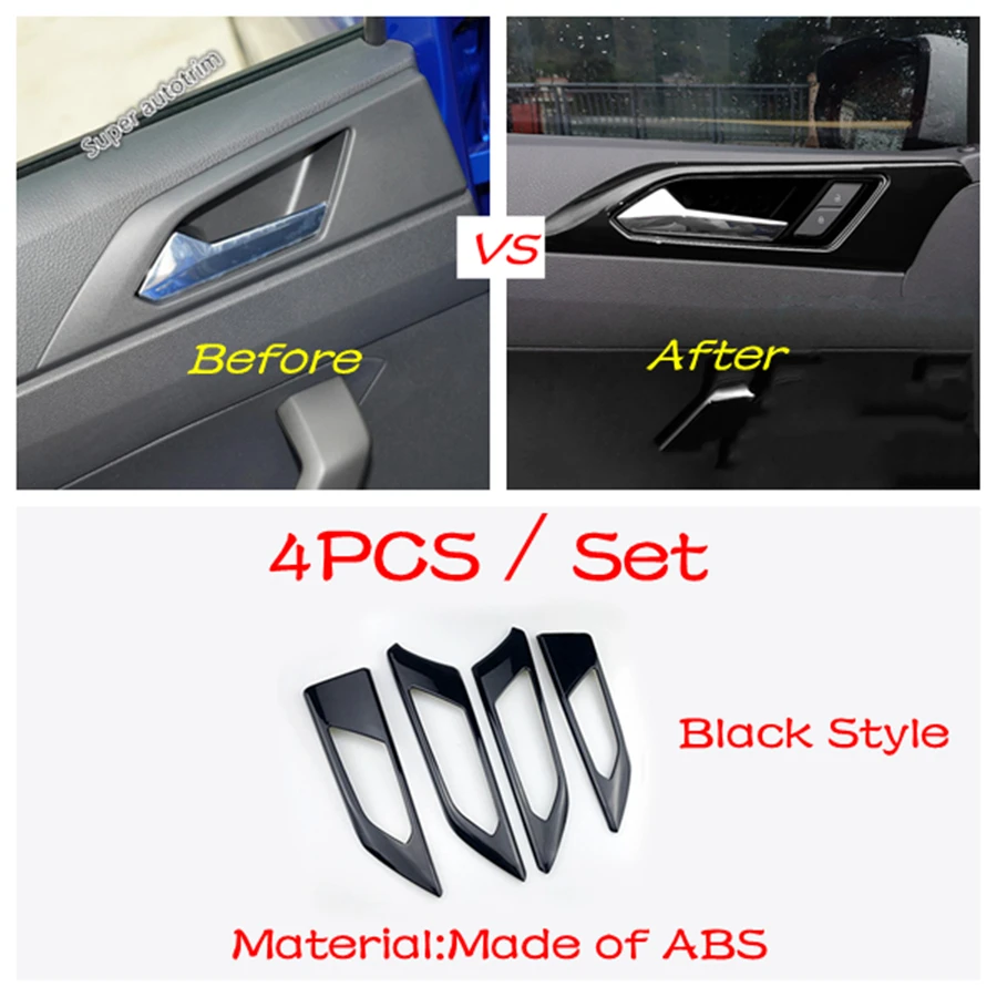 Center Control Gear Shift Panel Inner Door Armrest Handle Cover Trim Black Fit For VW Volkswagen Polo 2019 - 2023 Accessories
