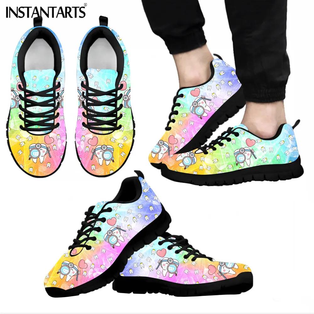 INSTANTARTS Dentist Shoes Woman Flats Sneakers Gradient Tooth Dental Doctor Print Summer Breathable Female Shoe Ladies Footwear