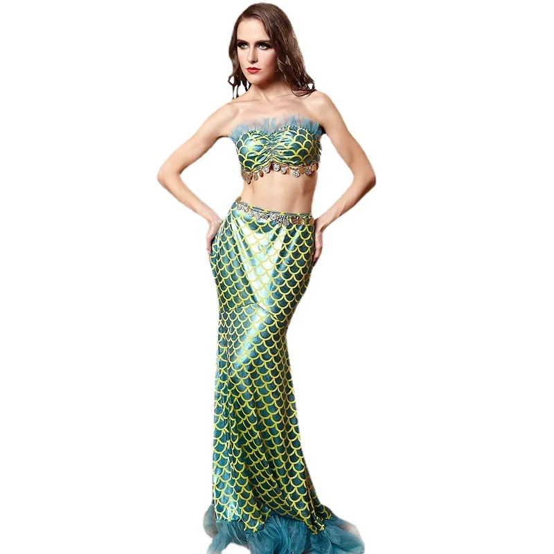 

Halloween Carnival Party Anime Elf Mermaid Ariel Princess Cosplay Costume Nightclub Bar Dance Queen Fancy Dress