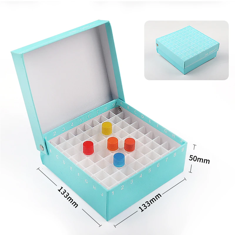 Laboratory Paper Cryo-Tube Box 81-Holes Flip-Lid Test Tube Box
