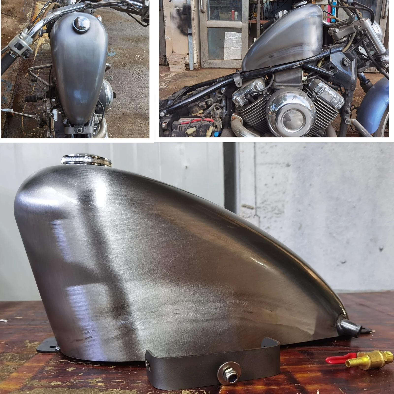 10L Petrol Gas Fuel Tank Can For YAMAHA DRAGSTAR 400 650 Modified Handmade Motorcycle Motorbike Retro Style Elding Cover Case