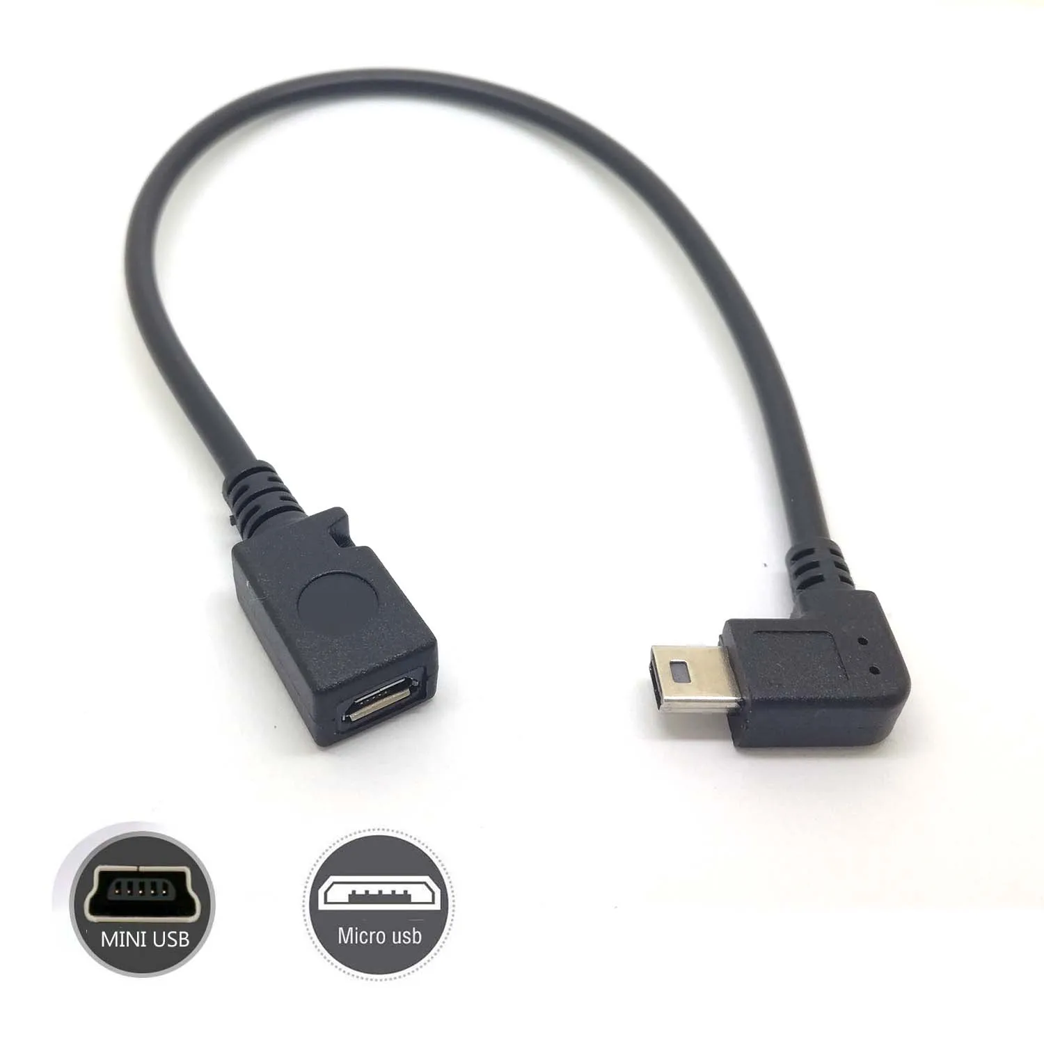 Mini rodzaj USB A mikro USB męski B żeński 90 stopni prawy/lewy Adapter kątowy kabel/dane i ładowarka obsługuje