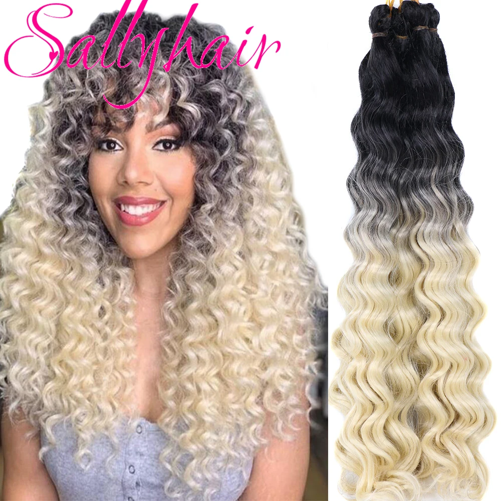 

Sallyhair свободные глубокие кудрявые плетеные волосы для вязания крючком синтетические плетеные волосы для вязания крючком плетеные волосы Омбре блонд цветные волосы для наращивания