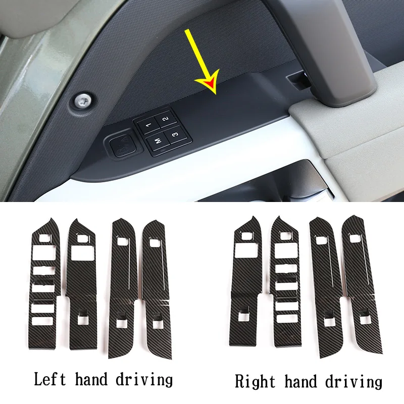 

Car Accessories For Land Rover Defender 2020 ABS Carbon Fiber Window Lift Switch Buttons Frame Cover Trim Stickers L H D & R H D