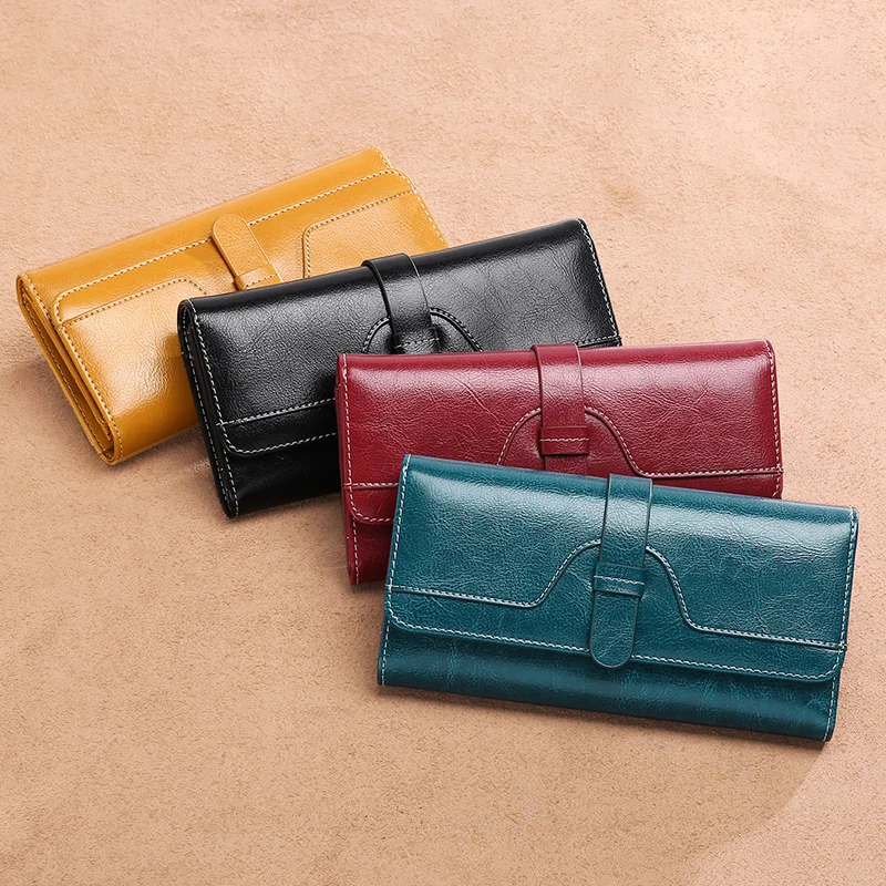 Zency Fashion Retro Bags For Women\'s Genuine Leather Clutch Bag High Capacity Quality Wallet Card Case Coin Long Zipper Purse