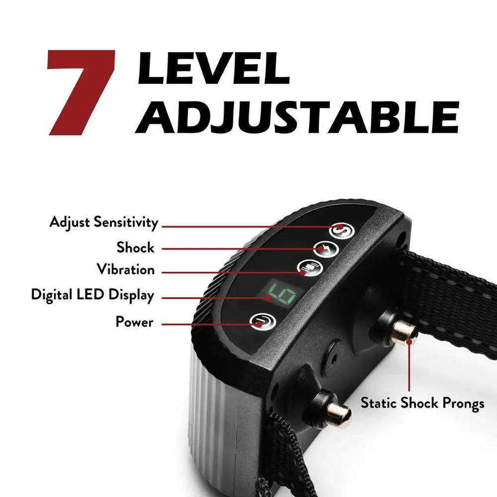 Dog Bark Collar Rechargeable Bark Terminator Advanced Bark Control Shock Vibra Dog Training Anti Bark Collar Pet Auto bark stop