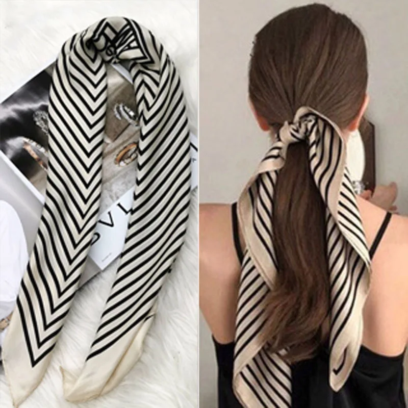 Hot Sale 2024 Female Silk Neck Scarf Square Hair Scarves Foulard Head Brand Shawls And Wraps Neckerchief Bandana 70*70cm Hijab