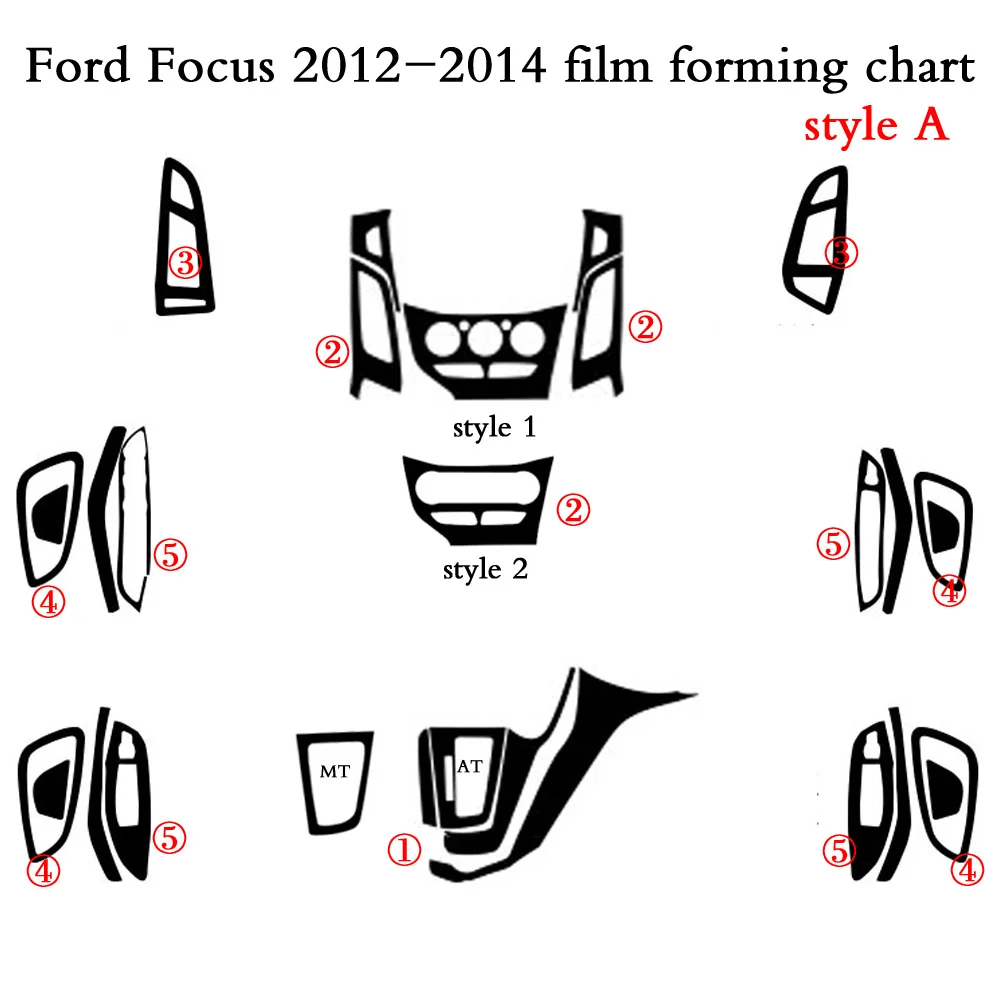 

Car-Styling 3D 5D Carbon Fiber Car Interior Center Console Color Change Molding Sticker Decals For Ford Focus 2012-2014