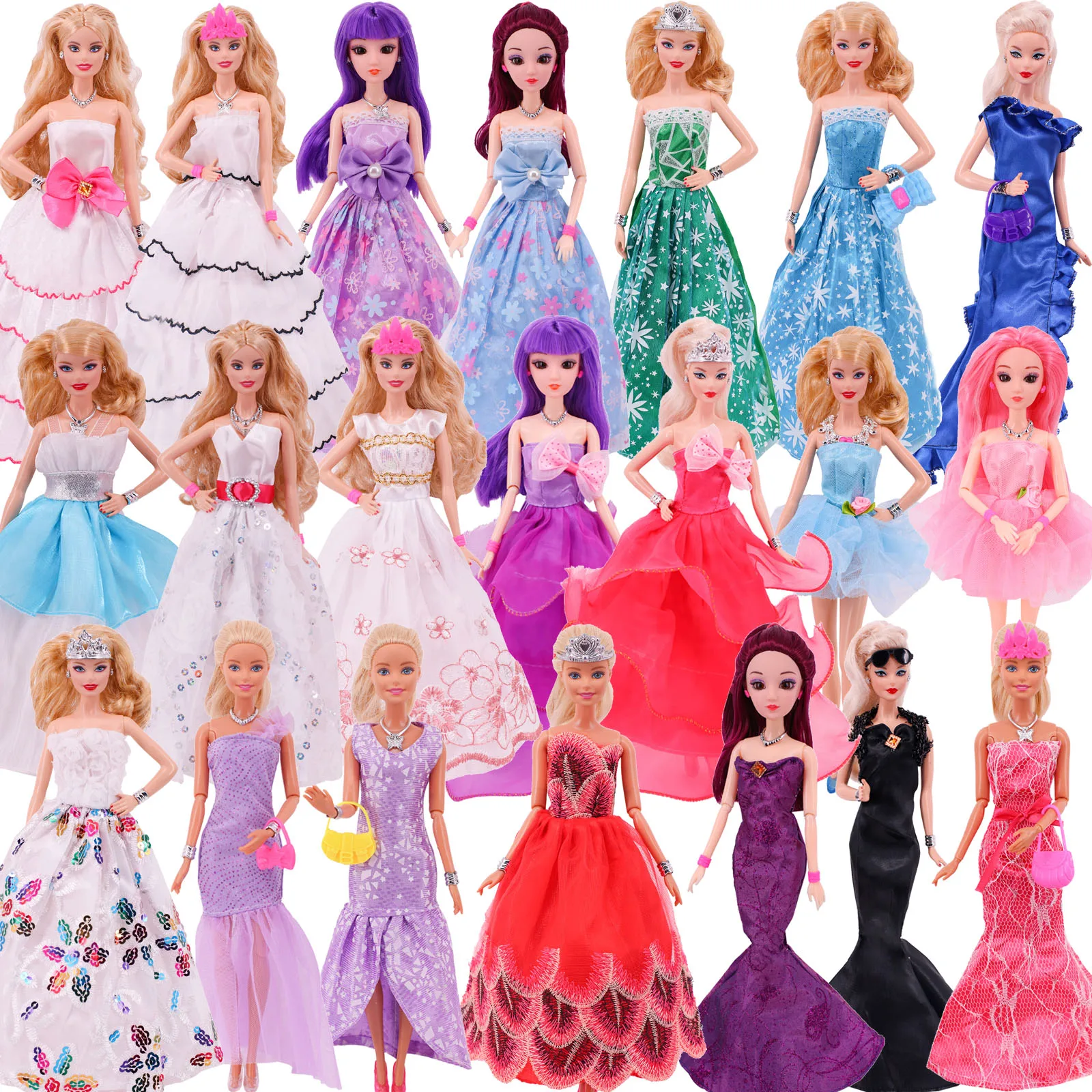 Doll Clothes&Accessories Princess Dress Banquet Party Beautiful Dress Embroidery Tulle Dress For 11.8Inch Barbiees Accessories