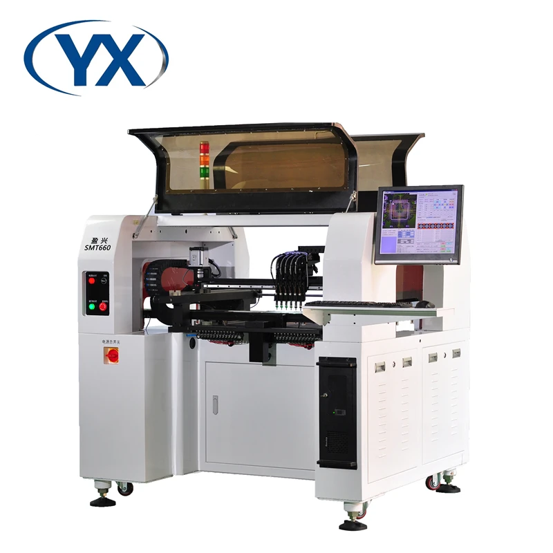 Etching PCB Pick and Place SMT660 High Accurate Manufacturing SMT Machine with 6 heads+8 camera+64 feeders