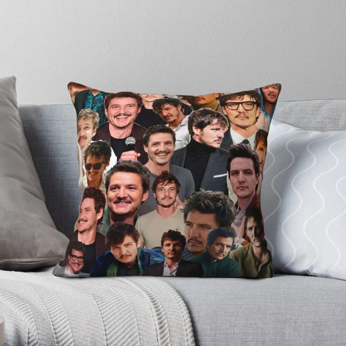 

Pedro Pascal Photo Collage Square Pillowcase Polyester Linen Velvet Zip Decor Home Cushion Cover