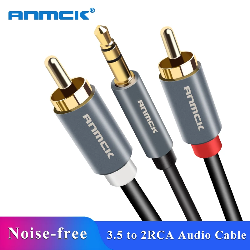 Anmck HIFI 3.5mm Jack Aux do 2 kabel rca kabel Audio 3m 5m 8m 10m do tv, pudełko przewód głośnikowy Subwoofer zestaw głośnikowy typu Soundbar