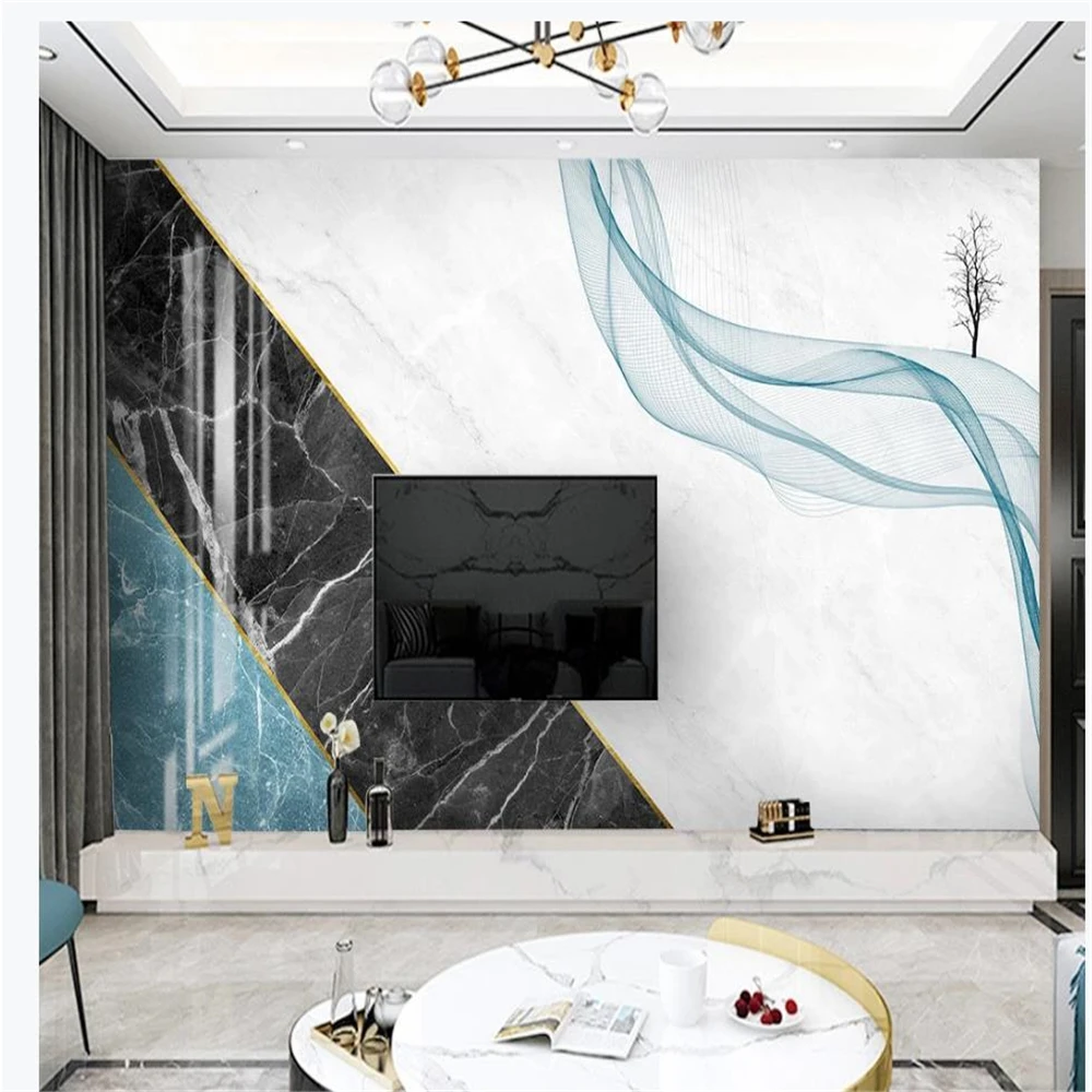 Modern 3d murals wallpaper for living room minimalist gray geometric marble wallpapers background wall-