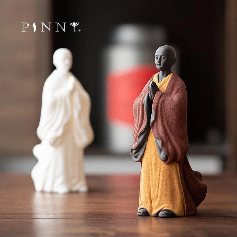 

PINNY Ceramics Buddhas Decoration Statue Monk Figurine Tea Pet Home Decoration Accessories Modern Crafts Decorative Ornament